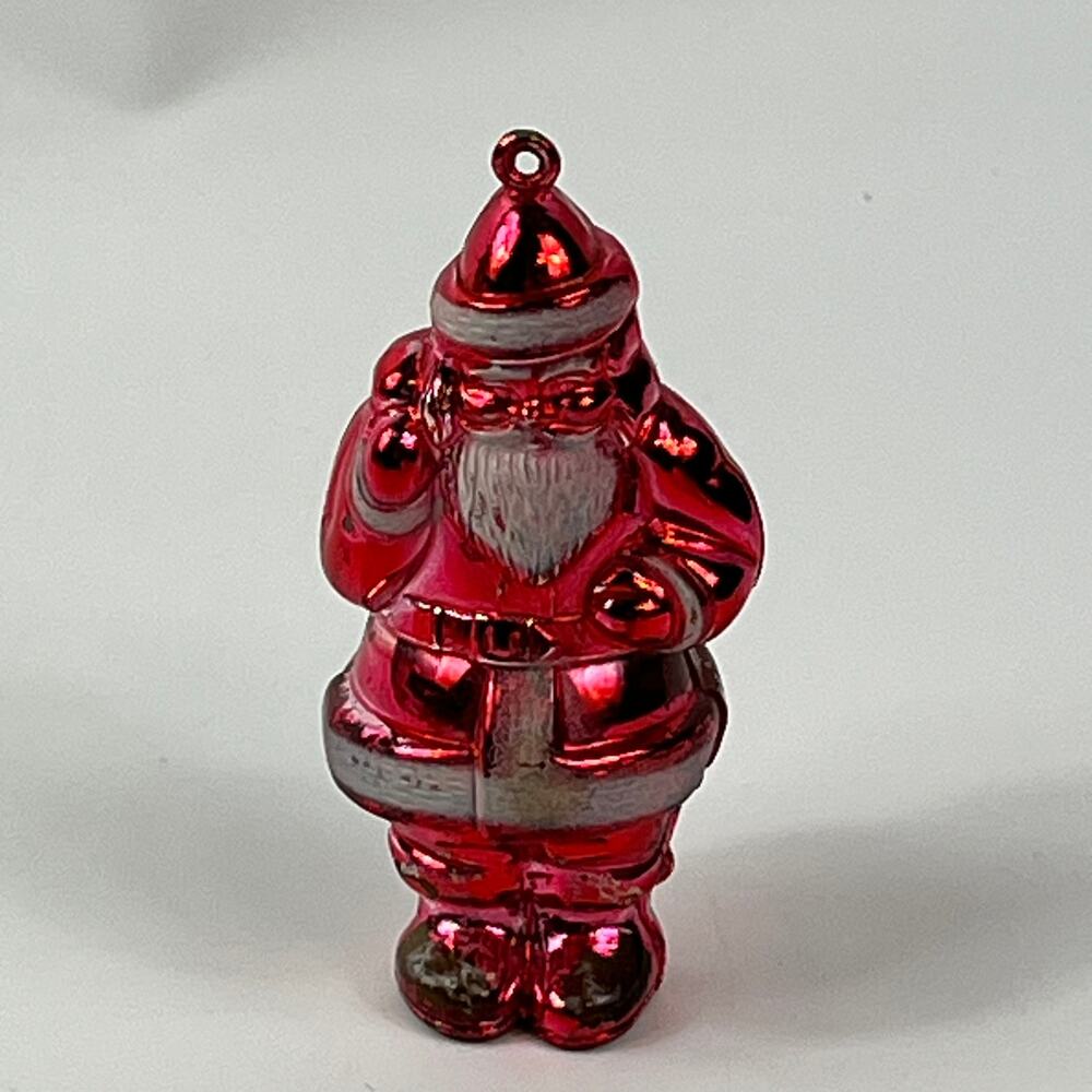 Vintage Irwin Red Santa Claus Hanging Ornament 3.5" Plastic Holiday Figure